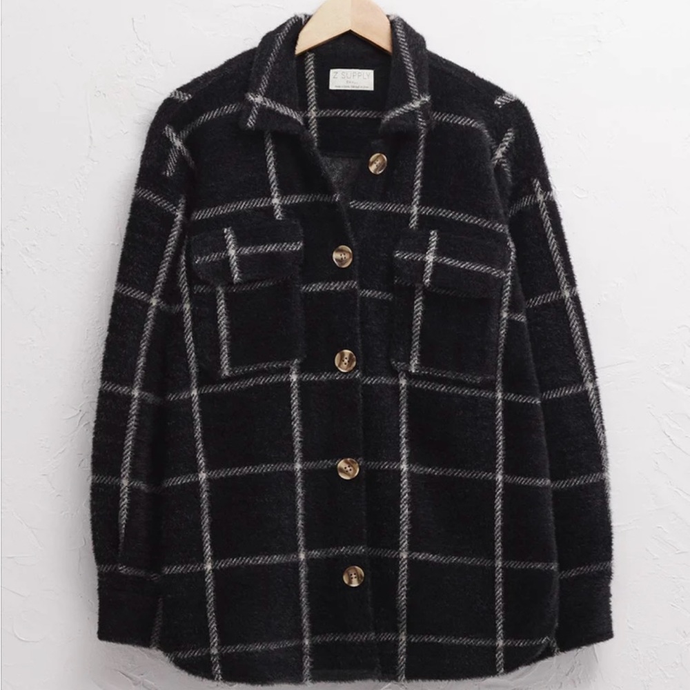 Z supply PLAID TUCKER SHIRT JACKET. XS. Oversized fit.